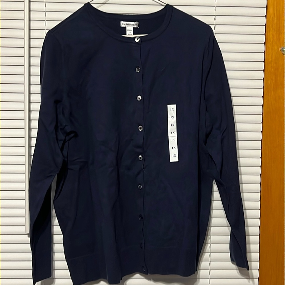 Women’s navy blue cardigan. Croft and borrow size 1x
